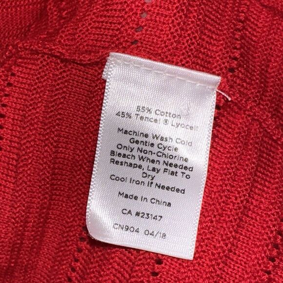 Talbots Women’s Pointelle Pull On Sweater Tunic 3/4 Sleeve Red Size Large - Picture 5 of 5